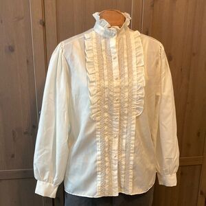 Cream ruffle blouse Victorian style